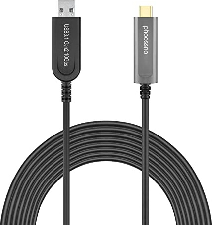 Câble d'extension USB A vers C en fibre optique USB 3.1 Gen2 10 Gbit/s 10 m Compatible avec Microsoft Azure Logitech Camera Aver & Vaddio & Barco ClickShare Écran tactile Kinect Oculus VR Intel
