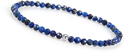 GD GOOD.designs Lapislazuli Armband Damen mit echten Natursteinen und 925 Silber Perle | Naturstein Armband aus facettierte 4mm Edelstein Perlen | Inkl. Geschenkbeutel
