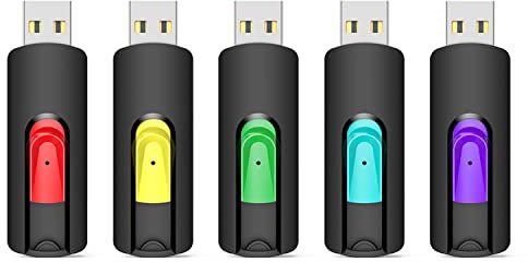 Aiibe 128GB Flash Drive 5 Pack 128GB USB Flash Drives Thumb Drive 128 GB USB Drive USB 2.0 Memory Sticks Jump Drives 128G (5 Pack, Red Green Cyan Yellow Purple)