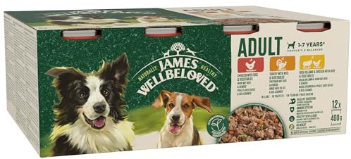 James Wellbeloved Adult Turkey, Lamb and Chicken in Loaf 12 Cans, Hypoallergenic Wet Dog Food, Pack of 1 (12 x 400 g)