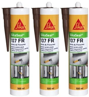 Lot de 3 mastics acryliques spécial façade - SIKA SikaSeal 107 Joints et Fissure - Acajou - 300ml