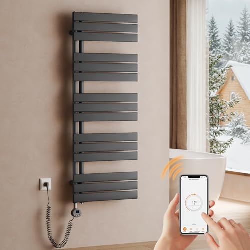 S'AFIELINA Toallero Eléctrico Baño 1320×500 mm, 800 W, Antracita