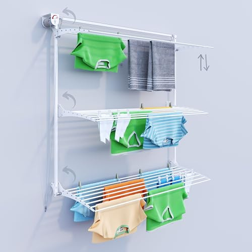 foxydry Tower Vertical Wall Airer - Wall Airer for Indoor and Outdoor Use (White, 152 cm / 59.8 in)