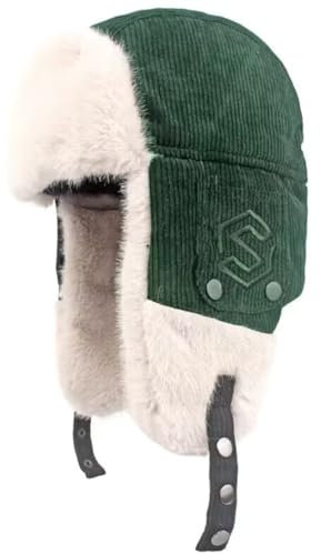 QI YUAN Fliegermützen Damen Winter Hut Trapper Hat Warm Fellmütze mit Ohrenklappen (DE/NL/SE/PL, Numerisch, 56, 58, Grün)