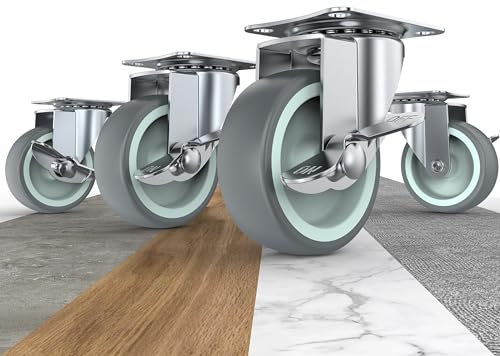 HOLKIE Ruota per mobili da 75 mm con freno laterale, silenziosa e resistente all'usura, utilizzata per mobili, banco da lavoro o altre applicazioni. Capacità di carico massima 227 kg