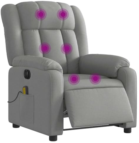vidaXL Elektrisk massagefåtölj ljusgrå tyg, fåtölj, fåtölj med uppresningshjälp, reclinerstol, fåtöljer, fåtöljer med uppresningshjälp, reclinerstolar