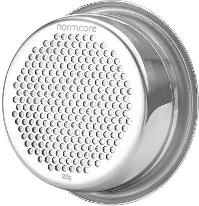 Normcore Cesta portafiltro de café de 58 mm, cesta de filtro de micro tamiz de 20 g, cesta de portafiltro de doble capa, acero inoxidable 304, 0,8 mm de grosor, viene con una pantalla de disco de 58,5