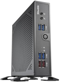 SHUTTLE XPC slim Barebone DS50U5, i5-1335U, 2x LAN (1x 2.5Gbit ,1x 1Gbit), 1xCOM,1xHDMI,1xDP, 1x VGA, fanless,