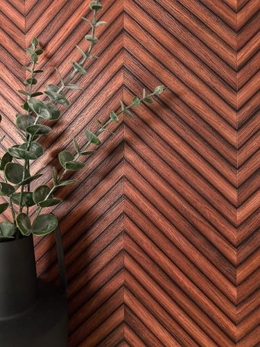 Newroom Vliestapete Rot Holzoptik Mahagoni Wohnzimmer Klassisch Tapete | Fischgrätmuster aus Holzlamellen, 3D-Wirkung, rötliches Braun, matt, Mustertapete, Wandtapete, Esszimmer Flur