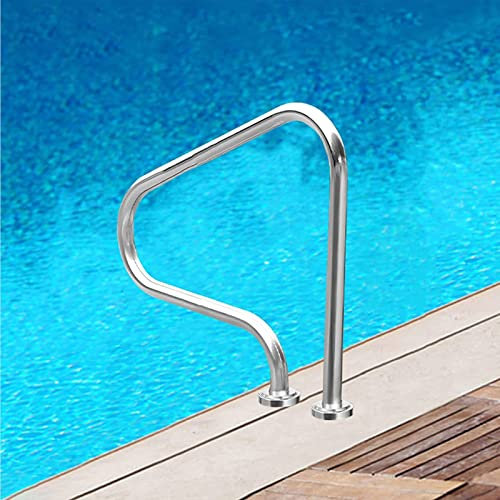 Schwimmbad-Handlauf, 3-Bogen-Pool-Handlauf für Außen- und Innenpools, Haltegriffe aus Edelstahl für Pooltreppen, Leiter mit Flanschgrundplatte und Schrauben