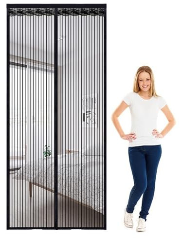 110 x 255 cm (B x H), magnetischer Fliegengitter für Türen – robuster Netzvorhang mit durchgehendem Haken, leistungsstarke Magnete, die automatisch schließen
