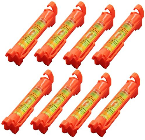 GIONAR 8Pcs Mini Niveau À Bulle, Petit Niveau a Bulle, Niveau a Bulle pour Ficelle, Cordeau Maçon, Mesures Horizontales et Verticales Simultanément, Parfait pour la Maçonnerie et la Plomberie