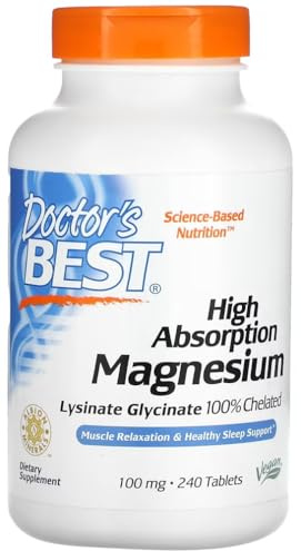 Doctor's Best - Magnésium à Haute Absorption | 100mg de Magnésium Pur, Bouteille de 240 Comprimés