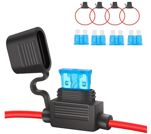 4 Pack Inline Fuse Holder Kit,12V Standard Blade Fuse Holder with 4 30A Blade, Waterproof DC Copper Wire for Car Automotive Truck Motorcycle Truck Boat Safe Electrical Protection (16 AWG)
