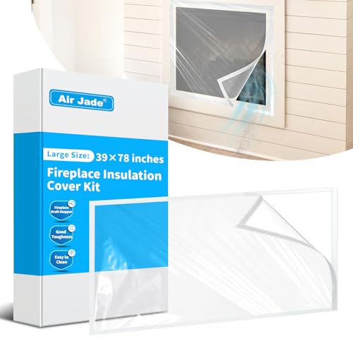 Air Jade Fireplace Cover, Insulation Fireplace Draft Stopper Fits up to 39×78, Clear, Tear Resistant Plastic Fireplace Draft Cover, Keeps Drafts Out & Stops Heat Loss