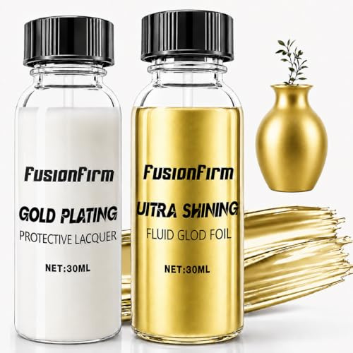 Liquid Leaf Gold - 30ml Flüssiges Blattgold mit Spiegeleffe kt - Hochglanz Goldfarbe aufAlko holbasis- Metallic-Lack für Epoxidharz, Möbel restaurierung & DIY Modell Baste ln