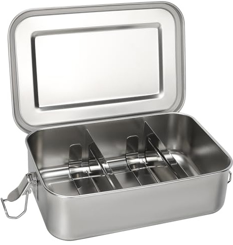 CulnCraz 1400 ml Edelstahl Lunch Box, Wasserdichte Bento-Box mit Fächer & Dichtungen für Schule, Arbeit, Picknick, Nachhaltige und Umweltfreundliche BPA-frei Brotdose für Studenten, Erwachsene