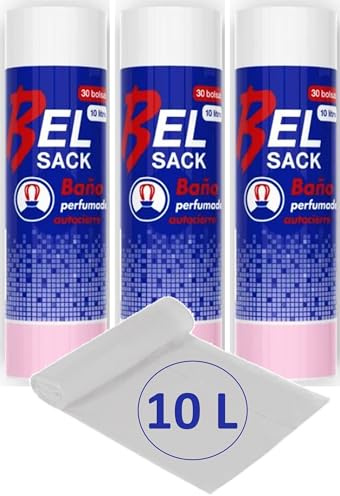 90 x Bolsas de Basura 10 L - Envio 24 h - Muy Resistentes - Perfumada con Autocierre y Antigoteo - Reciblables - Pack de 3 x 30 bolsas (B - 10 L)