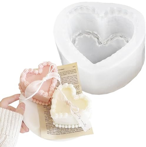 pekifaves Silikonform Herz, Kerzen Silikonformen, Herz Silicone Kerzenform 3D, Silikonformen Gießformen Herz Kerzen, Backzubehör, DIY Herstellung, Valentinstag