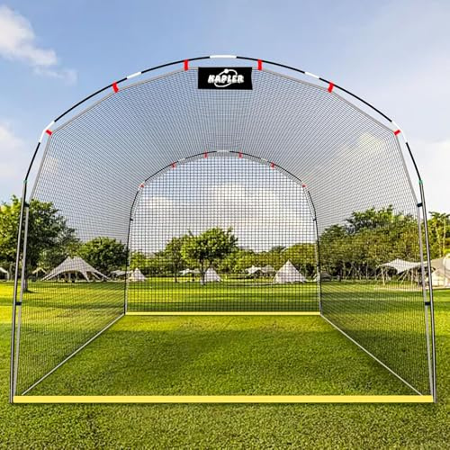 Kapler Baseball Batting Cage Net - 13ft x 10ft x 8ft Heavy Duty Secure Steel Frame & Durable Netting - Solo or Team Training for Backyard Field Outdoor Indoor Use