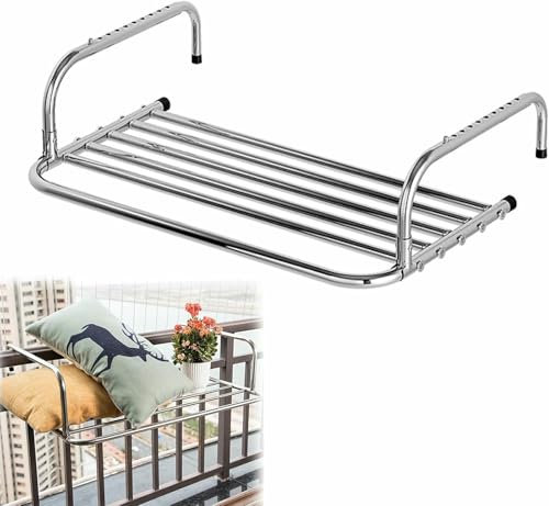 Stendibiancheria per ringhiera del Balcone, stendibiancheria Pieghevole con Bracci Regolabili, stendibiancheria per termosifone Adatto a balconi e davanzali (31 Pollici)
