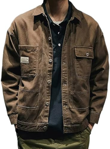 Giubbotto di Jeans Uomo, Giacca Primavera Uomo, Risvolto Manica Lunga Giacca di Costume Classico Denim Cotone Loose Tuta Affari Blazer Giacca con Tasche Giacca Casual Slim Fit per Donna Uomo