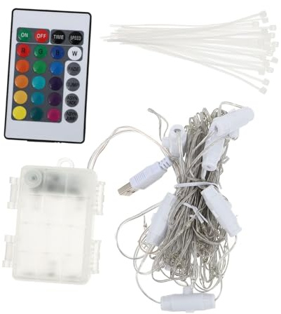 INOOMP 1 Set LED Umbrella Light String Decorative Light String for Garden Patio Outdoor Parties No Battery Required RGB Color Changing Atmosphere Lighting