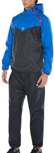 scosao Chándal Sauna Hombre Traje Sauna con Capucha, Chaqueta Sauna y Pantalón Fitness Chándal para Perder Peso Traje para Adelgazar, Boxeo Gimnasio Correr Yoga-Blue||XXL