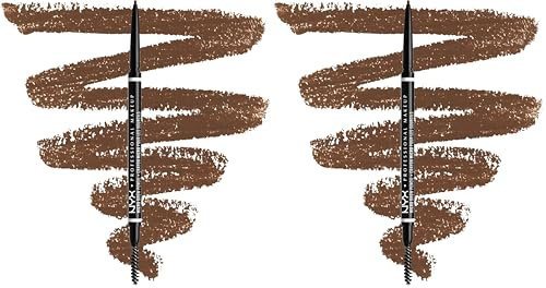 NYX Professional Makeup Augenbrauenstift, Micro Brow Pencil, Beidseitig mit ausdrehbarem Augenbrauenstift und Bürstchen, Vegane Formel, Farbton: Chocolate (Packung mit 2)