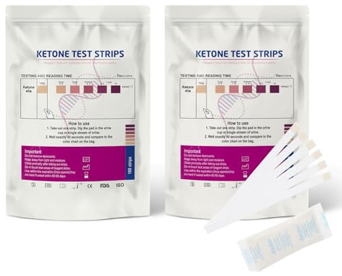 200 Stück Ketose Teststreifen, Ketostix für Keto Ernährung und Diät, Ketostix Teststreifen Zum Testen Des Ketosespiegels, Heimgebrauch, Beutel aus Aluminiumfolie
