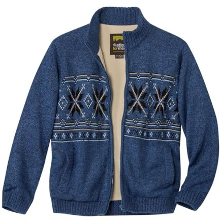 ATLAS FOR MEN - Strickjacke mit Jacquardmuster und Fleecefutter - 4XL