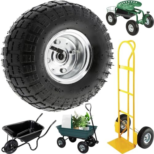 Buystarget 10in Wheelbarrow Tyre Pneumatic Puncture Proof Solid Trailer Tire Garden Truck Replacement Tyre Trolley Wheel for Lawn Trolley Wagon Barrow Go Cart Trailer Truck