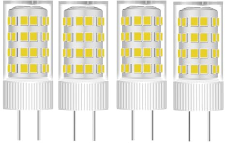 HUIMEIJIA G5.3 LED Bulb 12-24V 4W Equivalent to 40W Halogen Bulb Non-dimmable Flicker-Free 360° 400LM (Daylight White 6000K, 4 Pack)