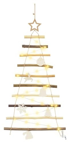 vidaXL Árbol de Navidad Natural 90 cm Madera Maciza de Fresno, Sala, Decoración Moderna, Árbol de Navidad Hecho a Mano, Decoración única para el hogar, Toque Minimalista
