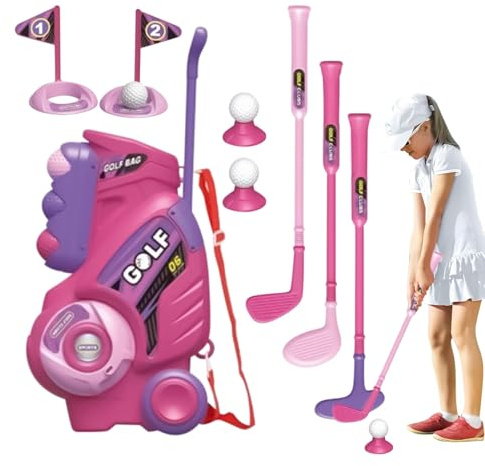 Set da golf per bambini piccoli - club in leggeri, mini palline colorate, gioco di allenamento all'aperto al coperto sicuro, attrezzature sportive di apprendimento precoce | per giardino
