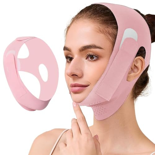 MKVZIYE Andningsbar ansiktsmask V-line, kall ansiktsmask, ansiktslyftningsmask, återanvändbart uppstramande band, designad för daglig användning
