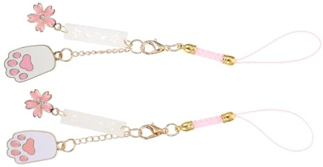 TOKIDNY 2 Stück Handykette Katzenpfote Chic Handyanhänger Dekor Telefonkette Schmuck Anhänger Passend für Smartphones und Taschen Geschenkidee für Damen und Freunde
