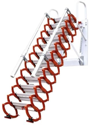 Scale per soffitta Scala retrattile for soffitta montata a parete con sistema di discesa e gradini antiscivolo, scala retrattile for interni ed esterni scales(2.7-3.1)