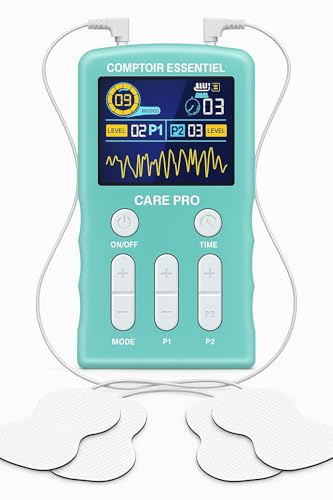 Comptoir Essentiel CARE PRO Électrostimulateur TENS EMS Sans Fil Rechargeable – Soulagement Douleur Musculaire, Massage & Récupération Sport