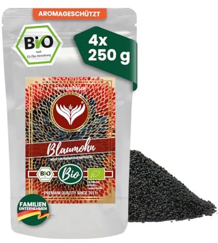 Azafran BIO Blaumohn Speisemohn, Mohn 1kg | Zum Backen & Kochen, Mohnsamen für Kuchen, Für Gebäck & Mohnfüllung