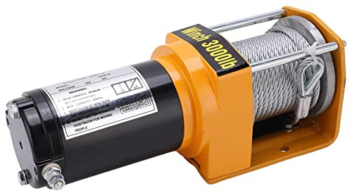 ACOGEDO Kit Verricello Elettrico 12 V con capacità di Tiro di 3000 Libbre, Fune in Acciaio da 5 Mm X 10 M, Passacavo a 4 Vie e Telecomando Cablato per Veicoli Fuoristrada ATV UTV
