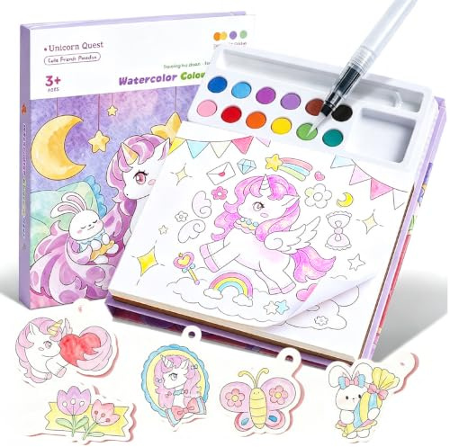 Libro Colorear con Acuarelas Regalos Cumpleaños Niños Colegio Juego de Acuarela para Niñas de 3-8 Años Juguete Educativo como Detalles Cumpleaños Niños Coloring Book Niñas Manualidades Niños (Morado)
