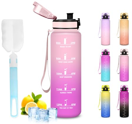 Mujigaga Trinkflasche Kinder- 0 5 liter- Wasserflasche, Flasche mit Zeitmarkierung, Trinkflasche Kohlensäure Geeignet, Leicht zu Reinigen, Flasche für Schule, Kinder, Camping, Outdoor