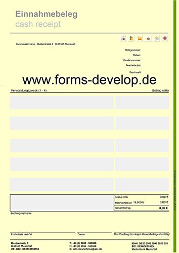 Einnahmebeleg, Kassenbeleg, Bescheinigung, PDF A4-H Standard