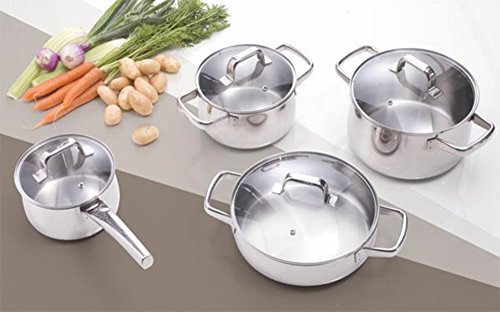 BRANDANI BATTERIA PENTOLE ACCIAIO INOX MAMMAMIA 8 PEZZI IMPILABILE OFFERTA 55909