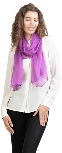 Posh Gear Damen Seiden Schal Chiffon Scialle, lila aus 100% Seide