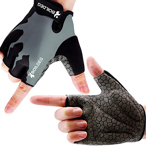 BOILDEG Fahrradhandschuhe Fingerlos Fitness Handschuhe Atmungsaktiv Rutschfestes Stoßdämpfende Radsporthandschuhe für MTB Fitness Damen und Herren