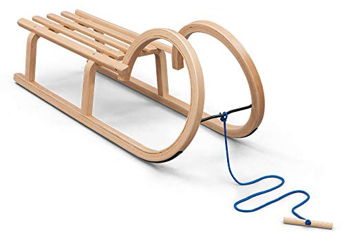 Vispronet Decorative Wooden Sled – Classic Wooden Seat with Large Curved Horns – Frame Made from Environmentally Friendly Laminated Beech Wood – Holds Up to 200lbs