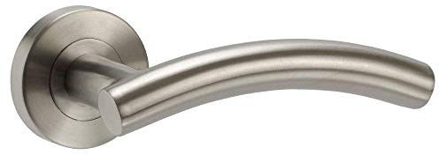 Golden Grace Arched T-Bar Door Handles in Brushed Steel Finish with Screws & Spindle - 1 Pair