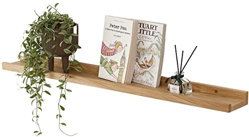 Gieanoo Bilderleiste Holz,60cm Eiche Regal Massiv Schweberegal Wandregal gewürzregal regalbrett Hängeregal Ideal für Wohnzimmer Schlafzimmer Badezimer